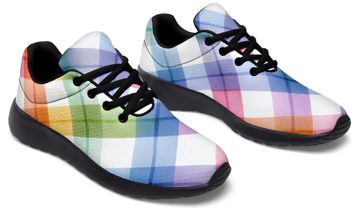 Watercolour Rainbow Plaid Sneakers