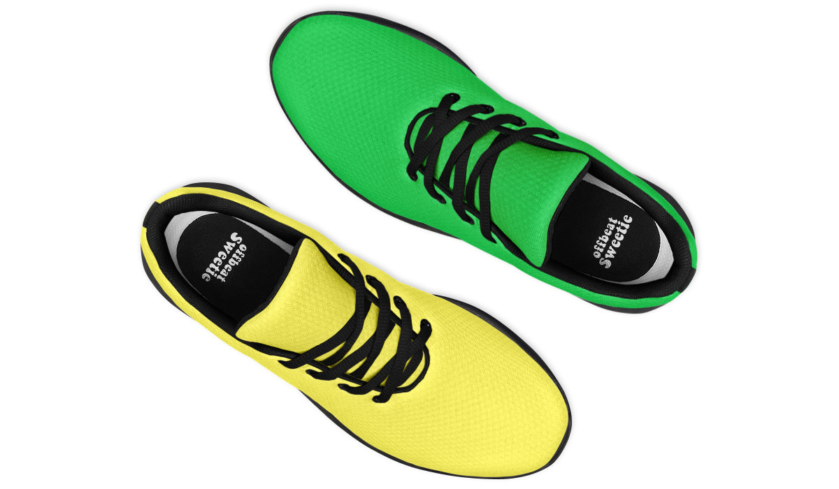 Yellow And Green Mismatch Sneakers - Offbeat Sweetie
