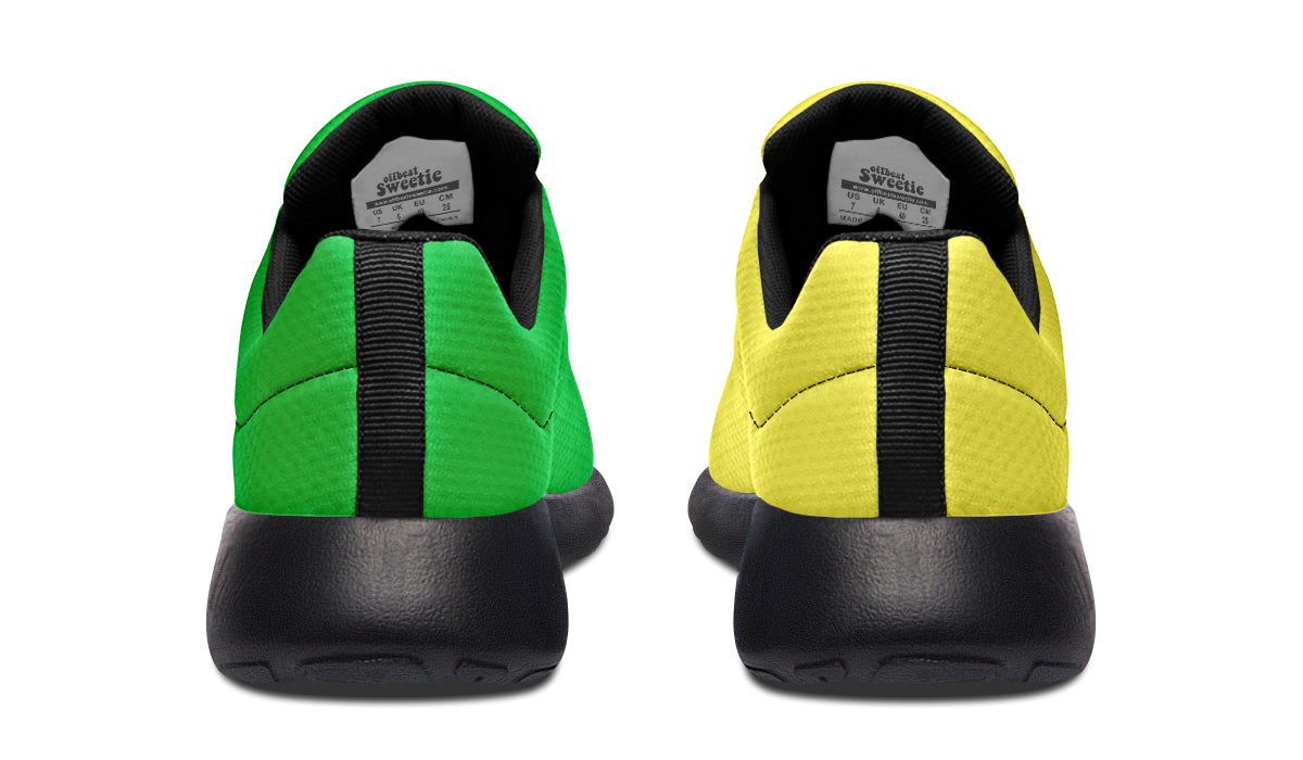 Yellow And Green Mismatch Sneakers - Offbeat Sweetie
