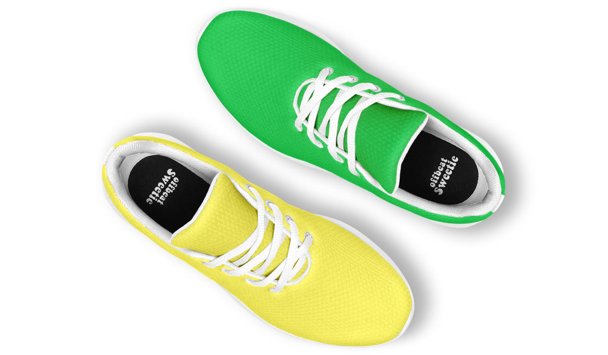 Yellow And Green Mismatch Sneakers - Offbeat Sweetie