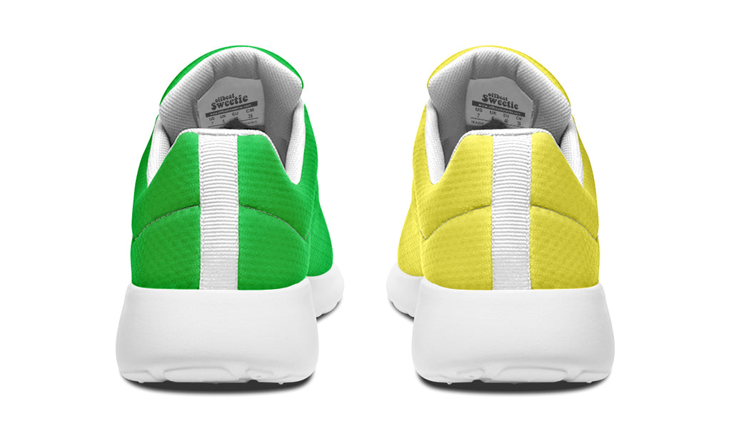 Yellow And Green Mismatch Sneakers - Offbeat Sweetie