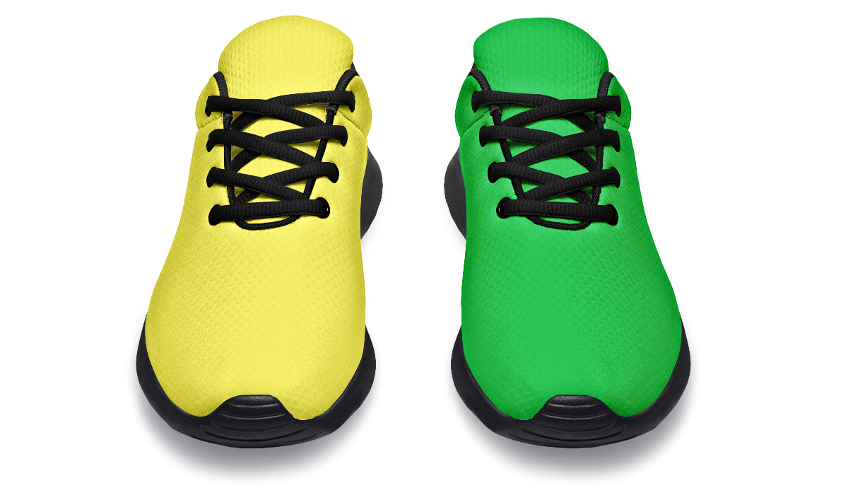 Yellow And Green Mismatch Sneakers – Offbeat Sweetie