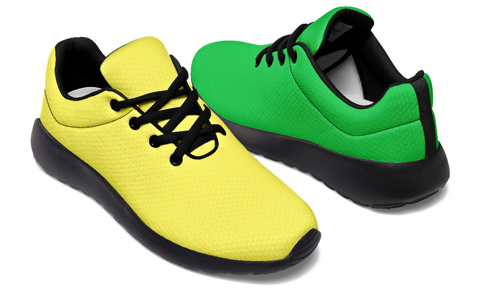Yellow And Green Mismatch Sneakers - Offbeat Sweetie
