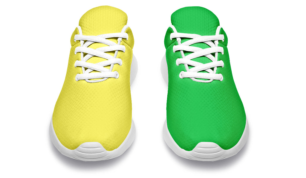 Yellow And Green Mismatch Sneakers - Offbeat Sweetie