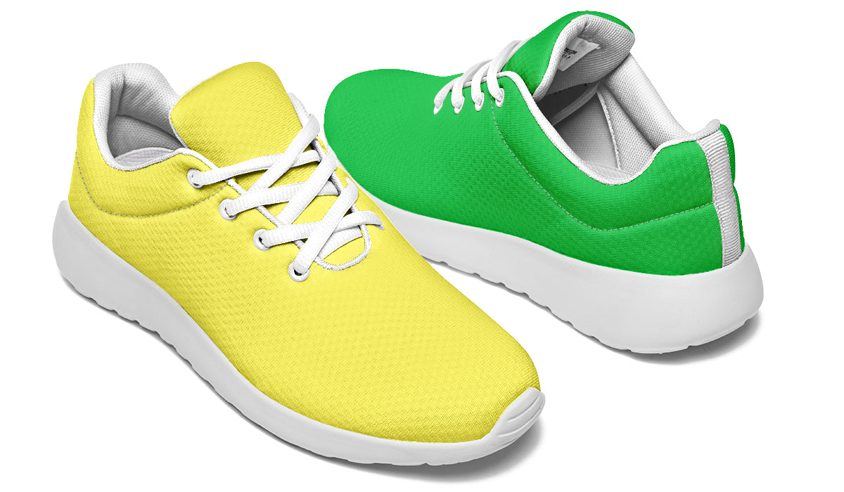 Yellow And Green Mismatch Sneakers - Offbeat Sweetie