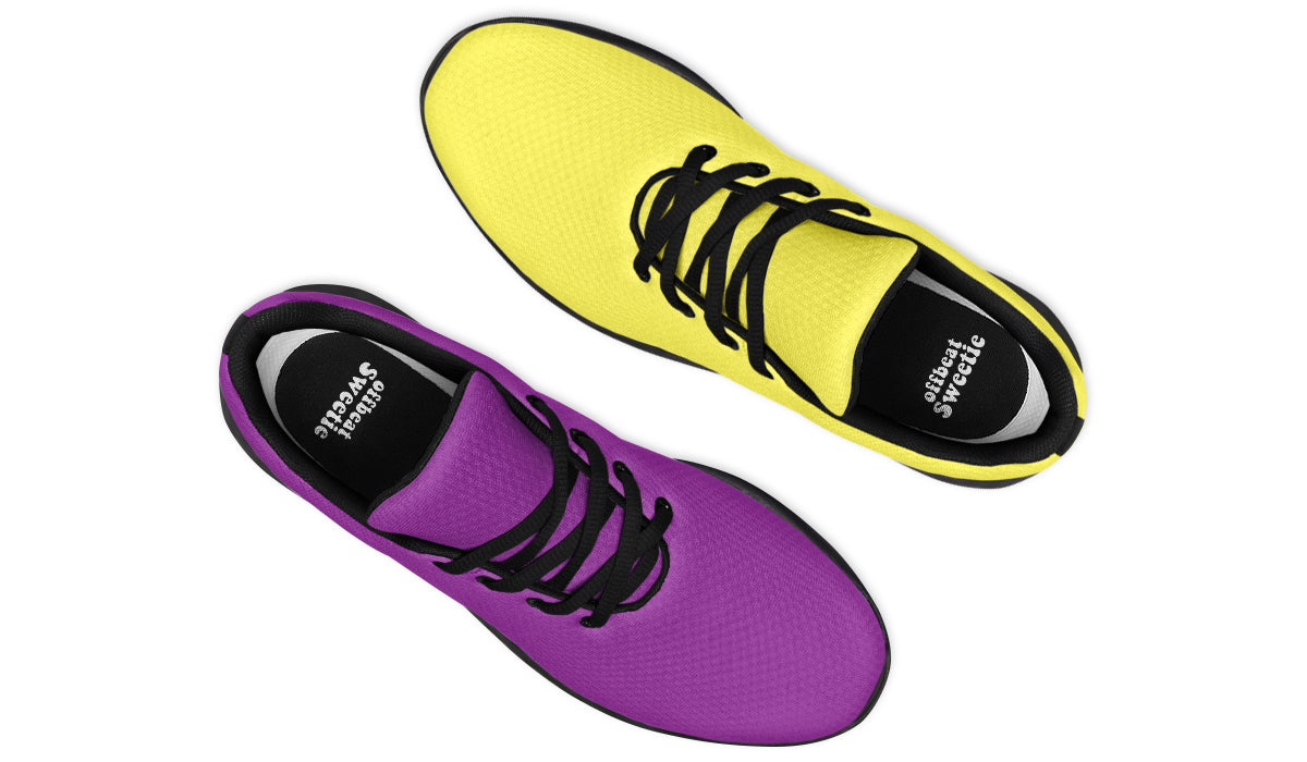Yellow And Purple Mismatch Sneakers - Offbeat Sweetie