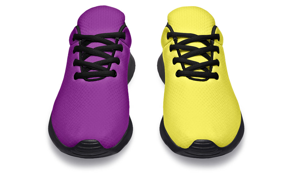 Yellow And Purple Mismatch Sneakers - Offbeat Sweetie