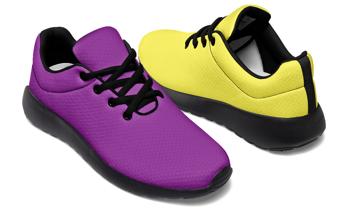 Yellow And Purple Mismatch Sneakers - Offbeat Sweetie