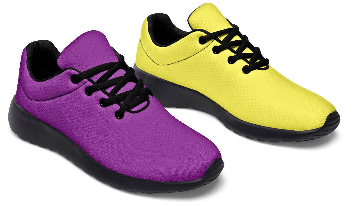 Yellow And Purple Mismatch Sneakers - Offbeat Sweetie
