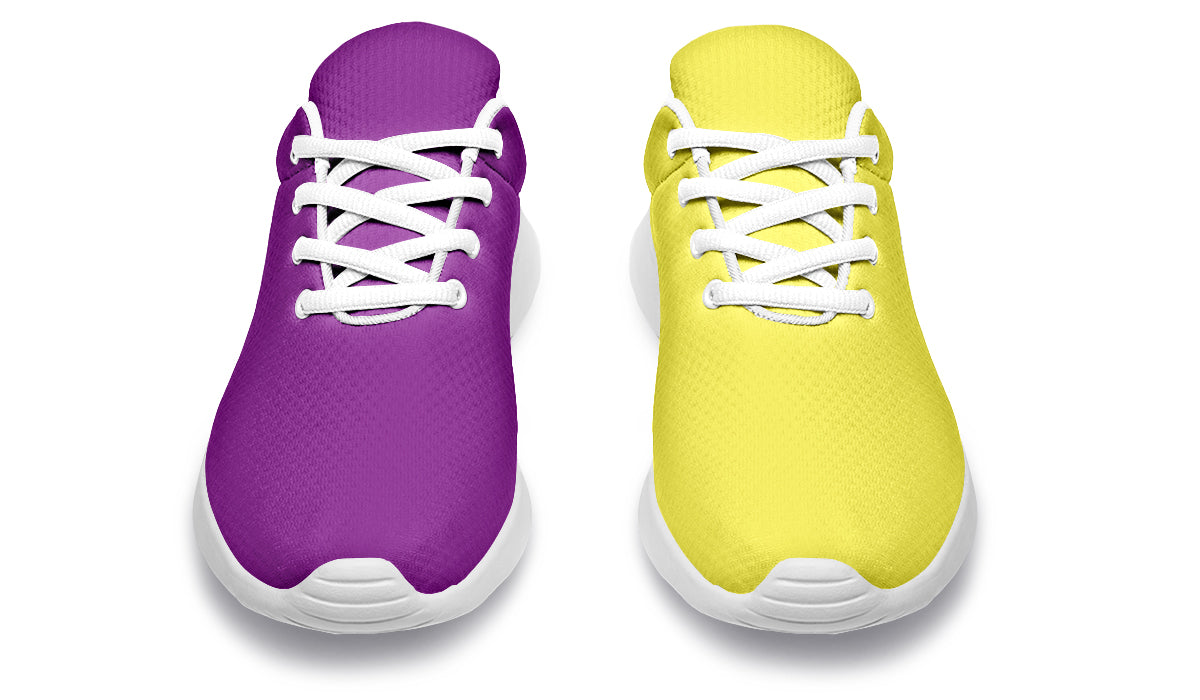 Yellow And Purple Mismatch Sneakers - Offbeat Sweetie