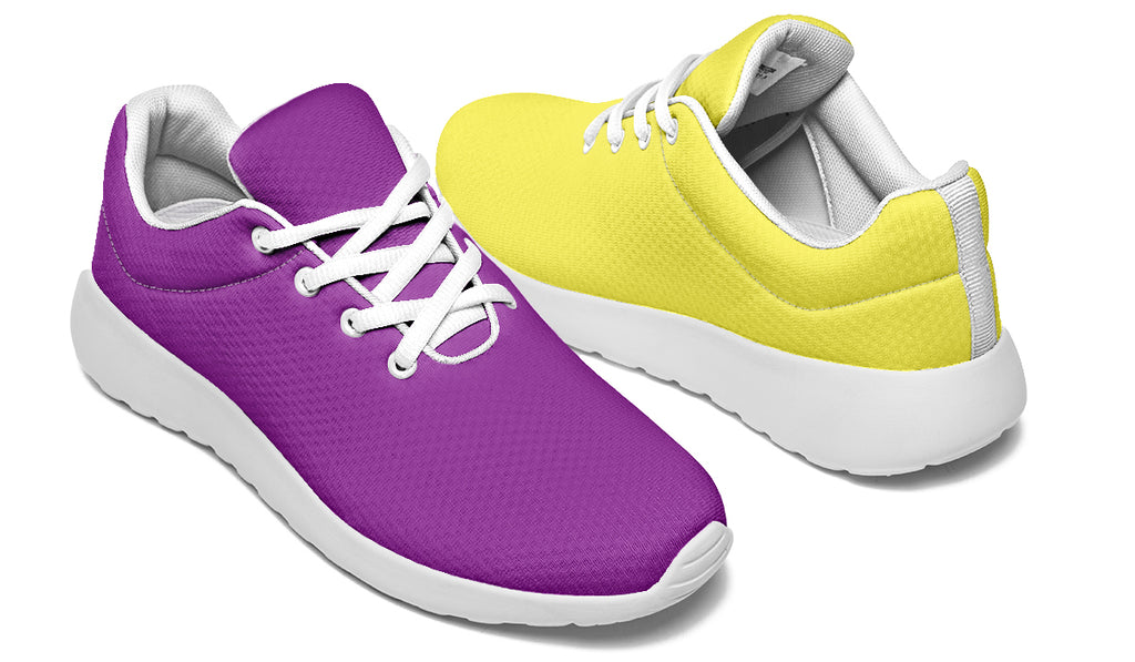 Yellow And Purple Mismatch Sneakers - Offbeat Sweetie