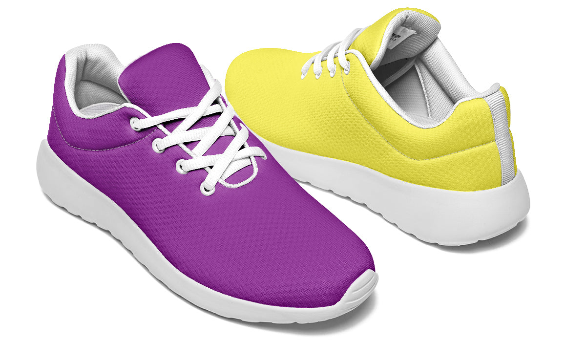 Yellow And Purple Mismatch Sneakers - Offbeat Sweetie