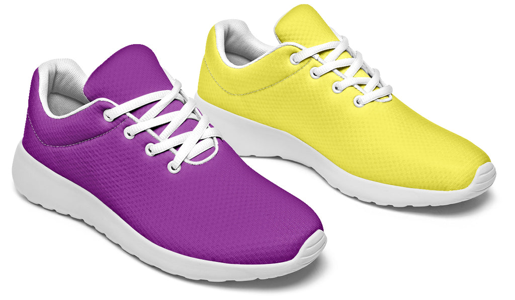 Yellow And Purple Mismatch Sneakers - Offbeat Sweetie