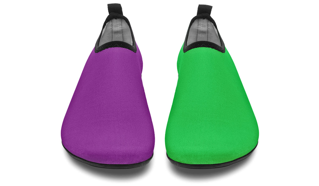 Green And Purple Mismatch Water Shoes - Offbeat Sweetie