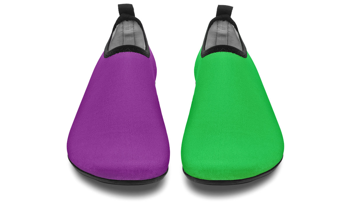 Green And Purple Mismatch Water Shoes - Offbeat Sweetie