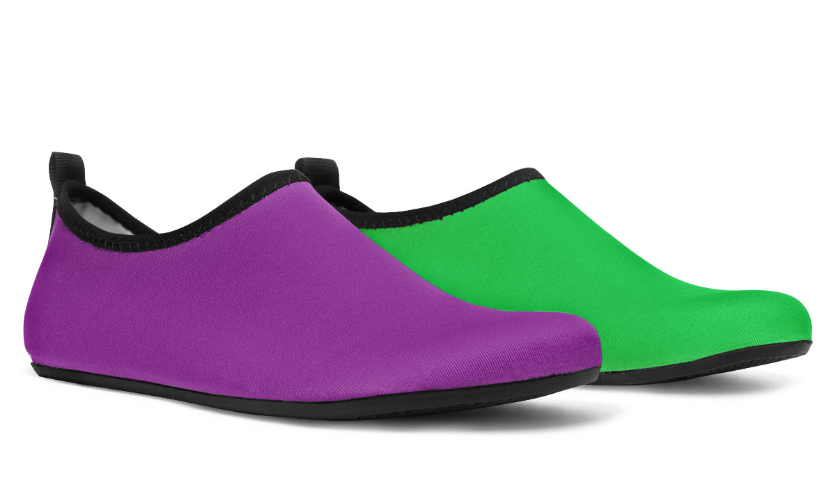 Green And Purple Mismatch Water Shoes - Offbeat Sweetie