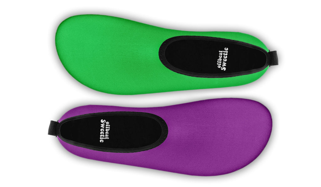 Green And Purple Mismatch Water Shoes - Offbeat Sweetie