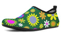 Green Retro Flowers Water Shoes - Offbeat Sweetie
