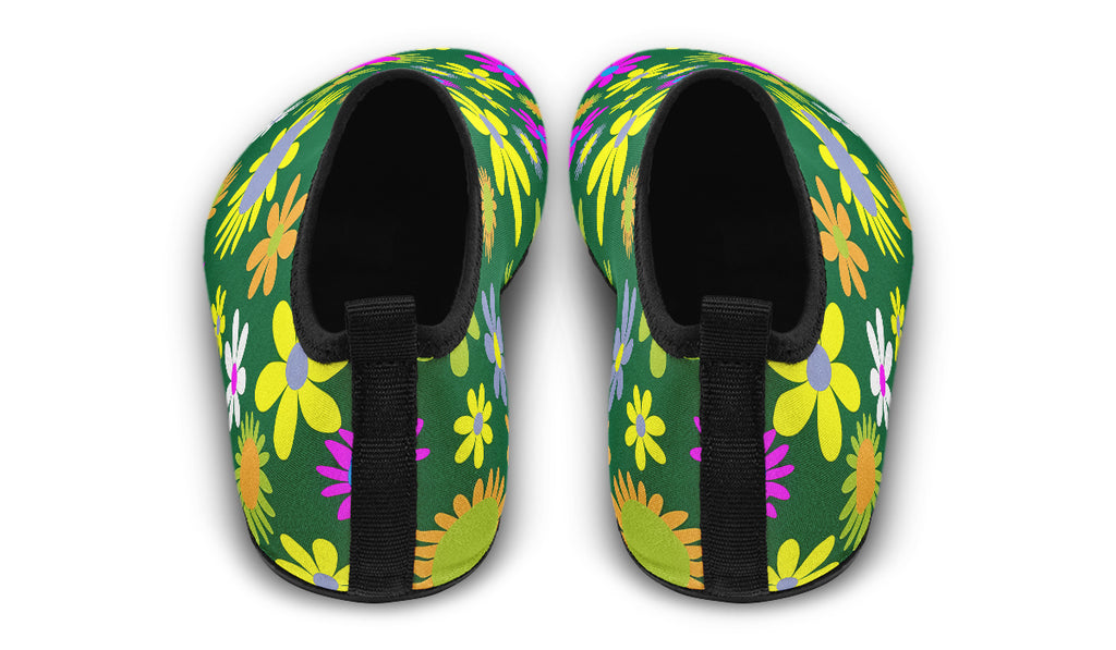 Green Retro Flowers Water Shoes - Offbeat Sweetie