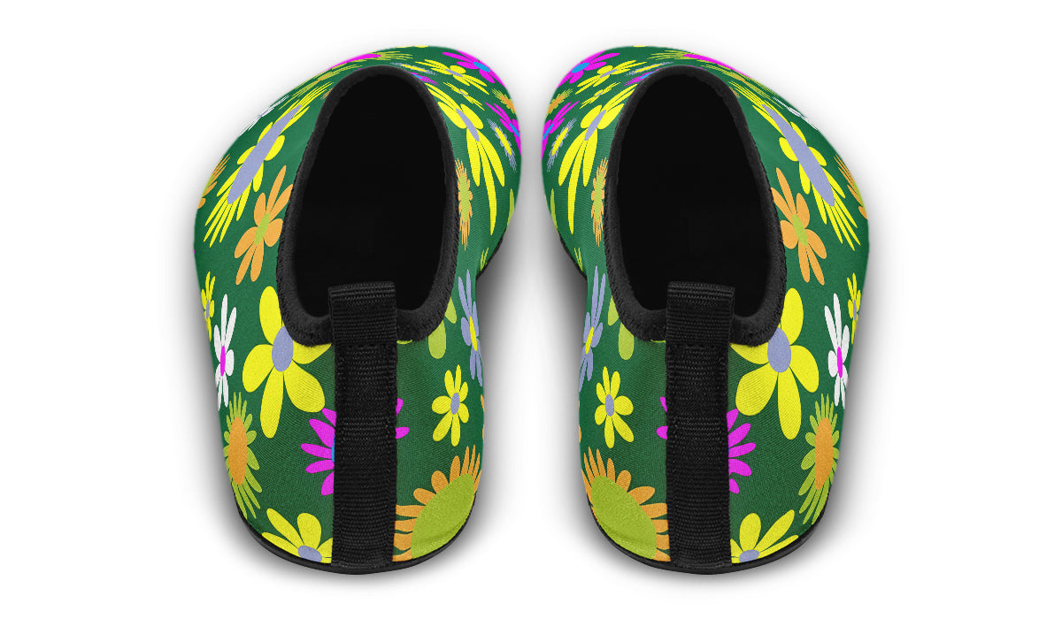 Green Retro Flowers Water Shoes - Offbeat Sweetie