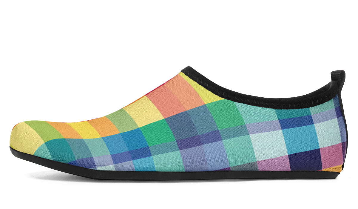 Happy Rainbow Plaid Water Shoes