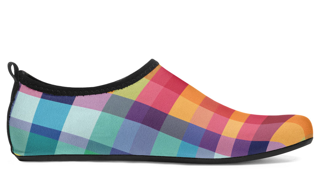 Happy Rainbow Plaid Water Shoes