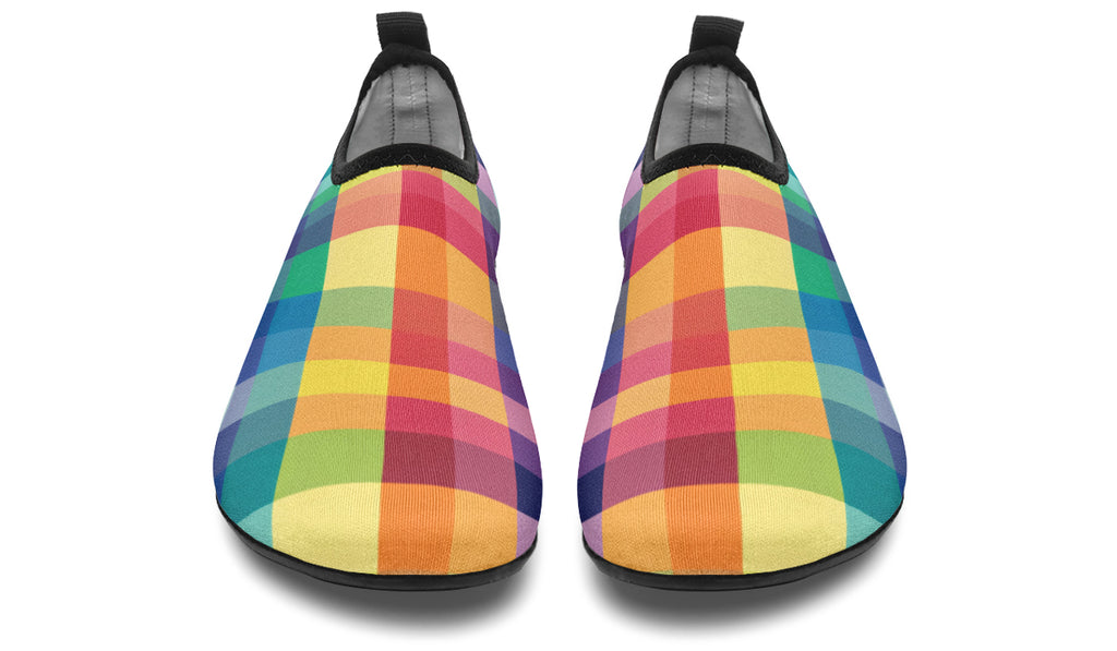 Happy Rainbow Plaid Water Shoes