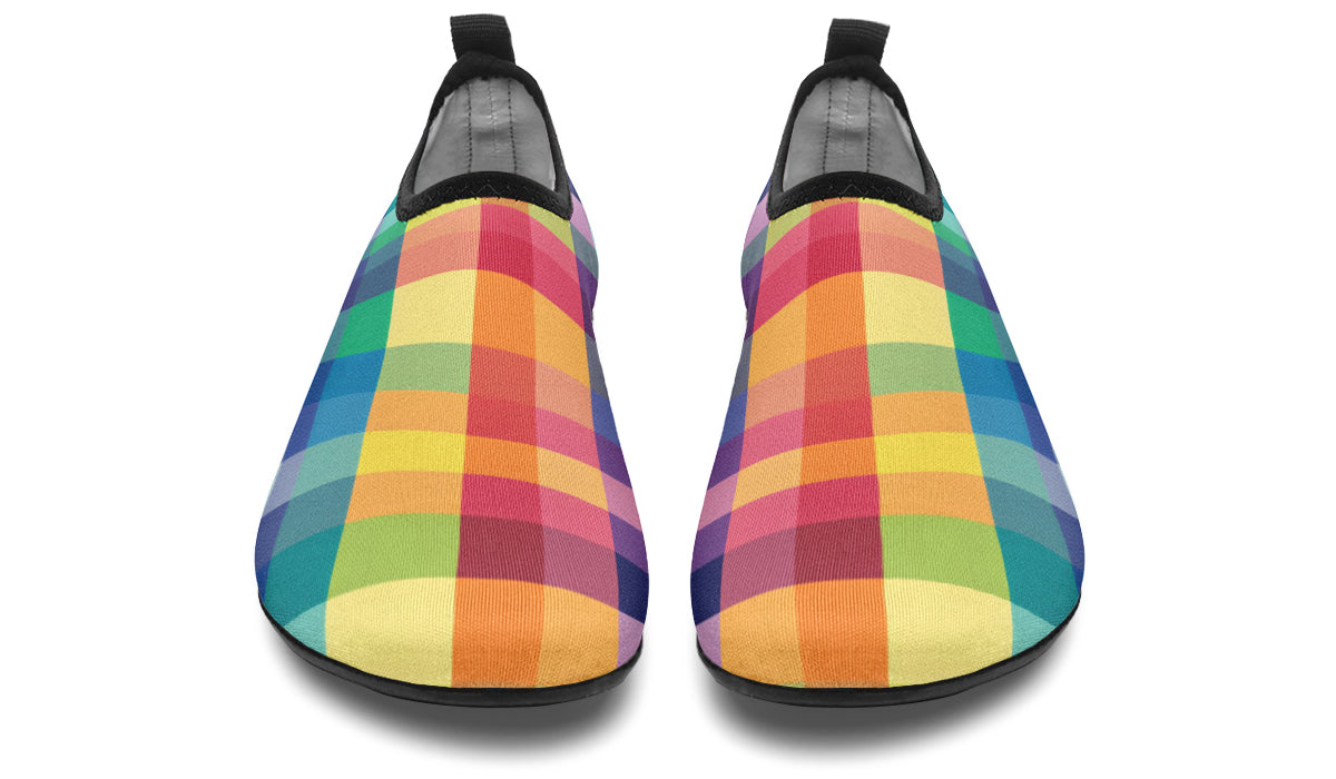 Happy Rainbow Plaid Water Shoes