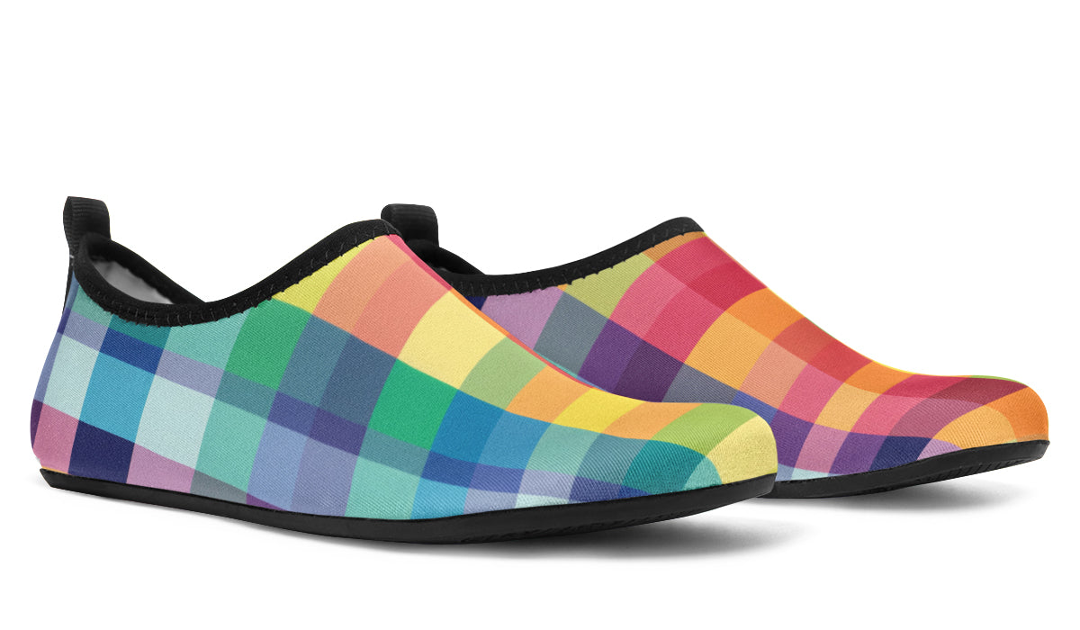 Happy Rainbow Plaid Water Shoes