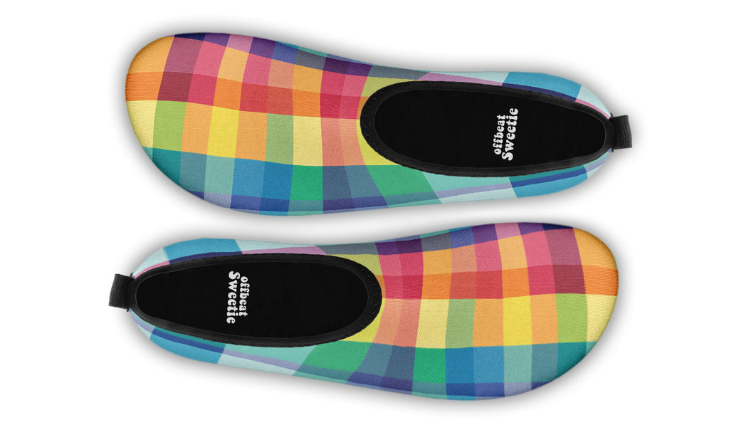Happy Rainbow Plaid Water Shoes