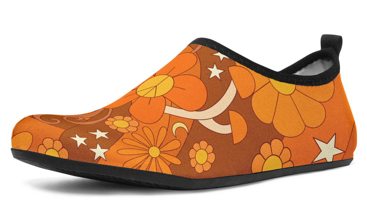 Molly's Orange Retro Daisies Water Shoes - Offbeat Sweetie