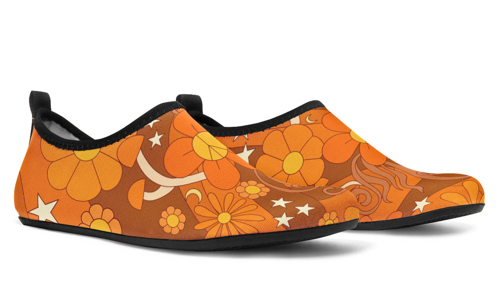 Molly's Orange Retro Daisies Water Shoes - Offbeat Sweetie