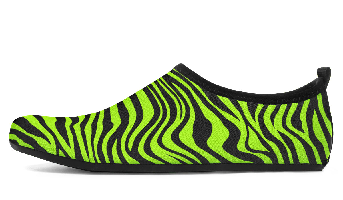 Neon Leopard x Neon Zebra Green Mismatch Water Shoes