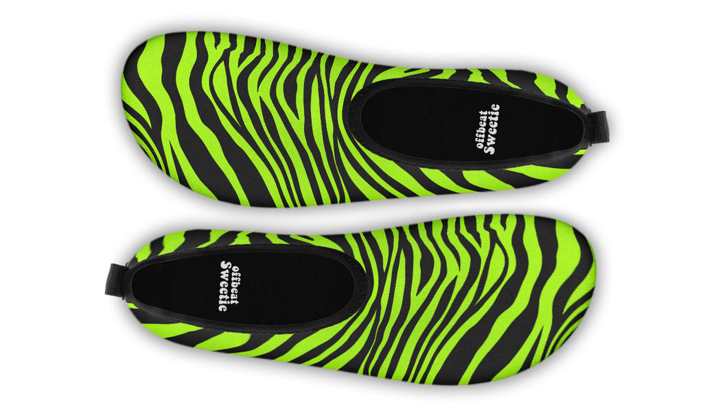 Neon Zebra Water Shoes - Offbeat Sweetie