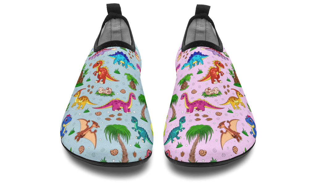 Pink And Blue Mismatched Baby Dinos Water Shoes - Offbeat Sweetie