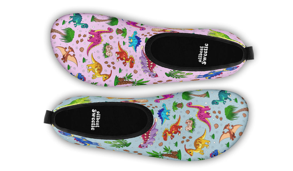 Pink And Blue Mismatched Baby Dinos Water Shoes - Offbeat Sweetie