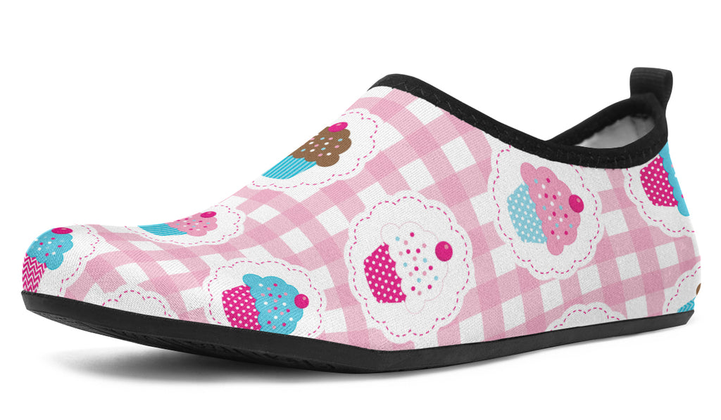 Pink And Yellow Mismatch Gingham Cupcakes Water Shoes