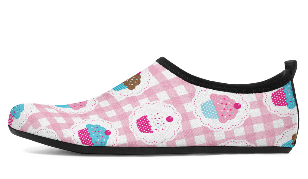 Pink And Yellow Mismatch Gingham Cupcakes Water Shoes