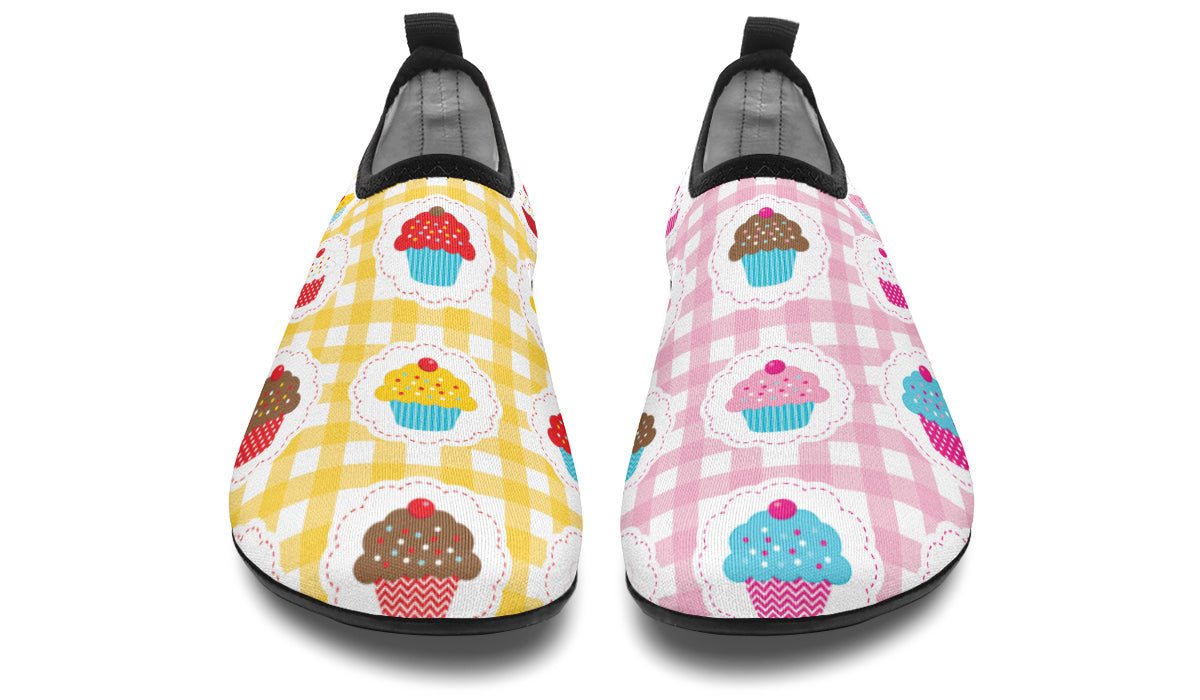 Pink And Yellow Mismatch Gingham Cupcakes Water Shoes