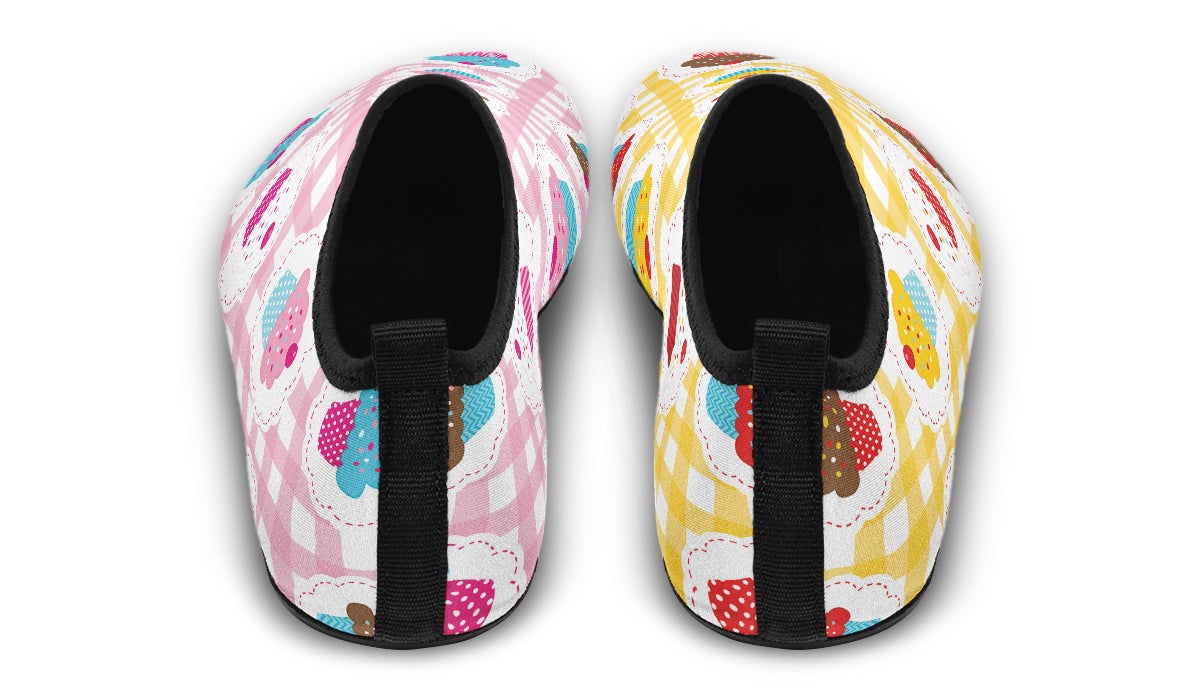 Pink And Yellow Mismatch Gingham Cupcakes Water Shoes