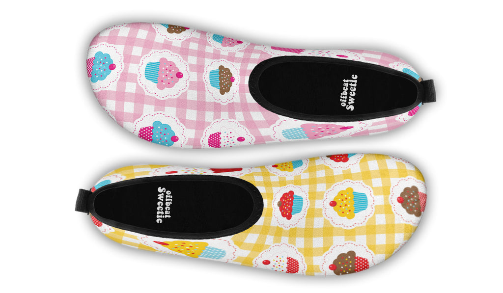 Pink And Yellow Mismatch Gingham Cupcakes Water Shoes