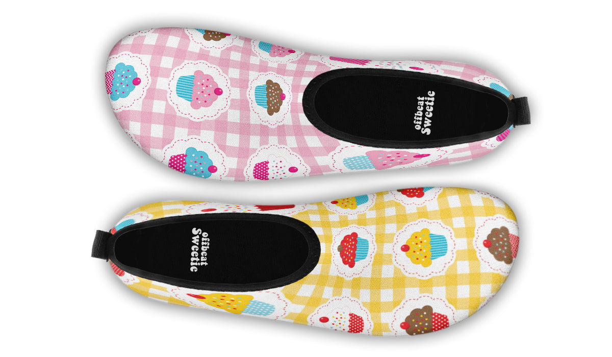 Pink And Yellow Mismatch Gingham Cupcakes Water Shoes