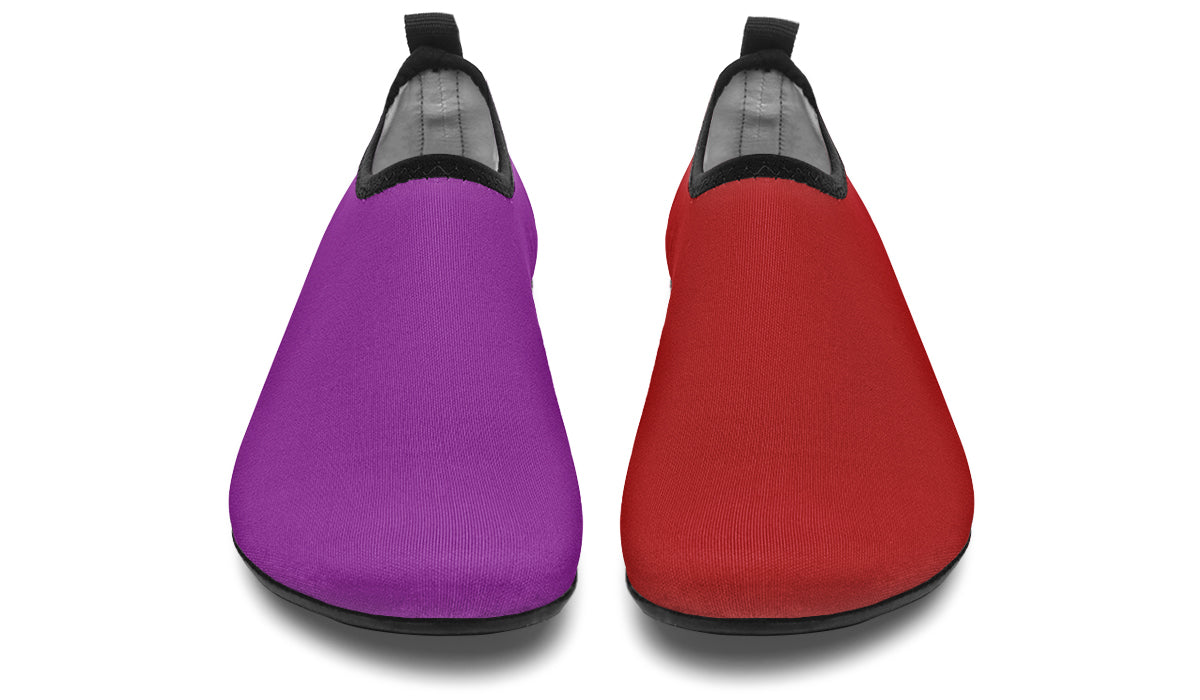 Purple And Red Mismatch Water Shoes - Offbeat Sweetie