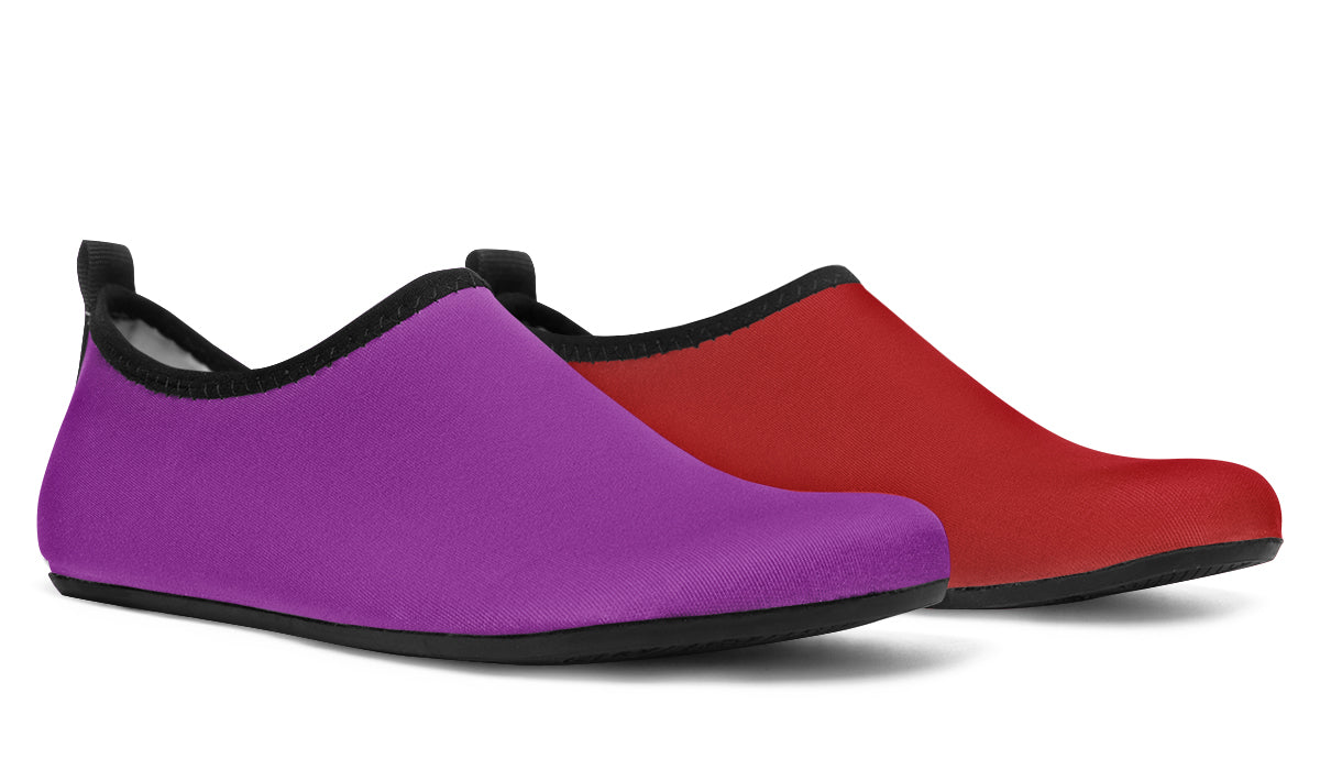 Purple And Red Mismatch Water Shoes - Offbeat Sweetie