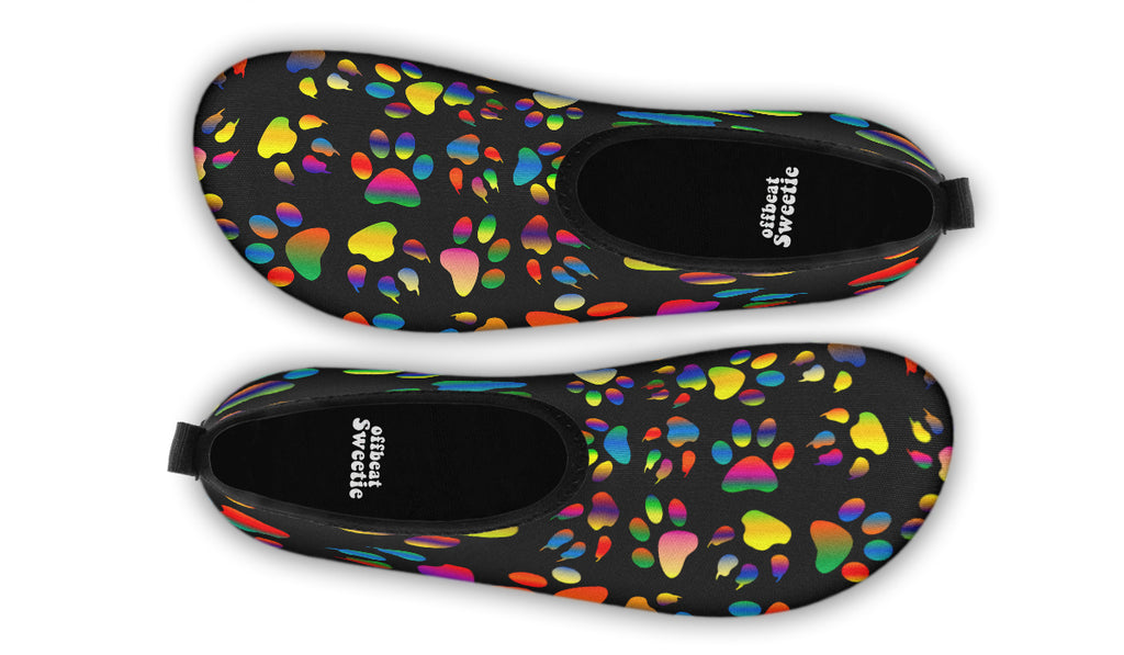 Rainbow Paw Prints Water Shoes - Offbeat Sweetie