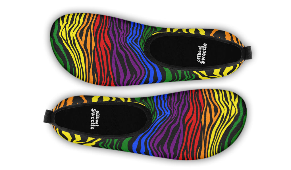 Rainbow Zebra Water Shoes - Offbeat Sweetie