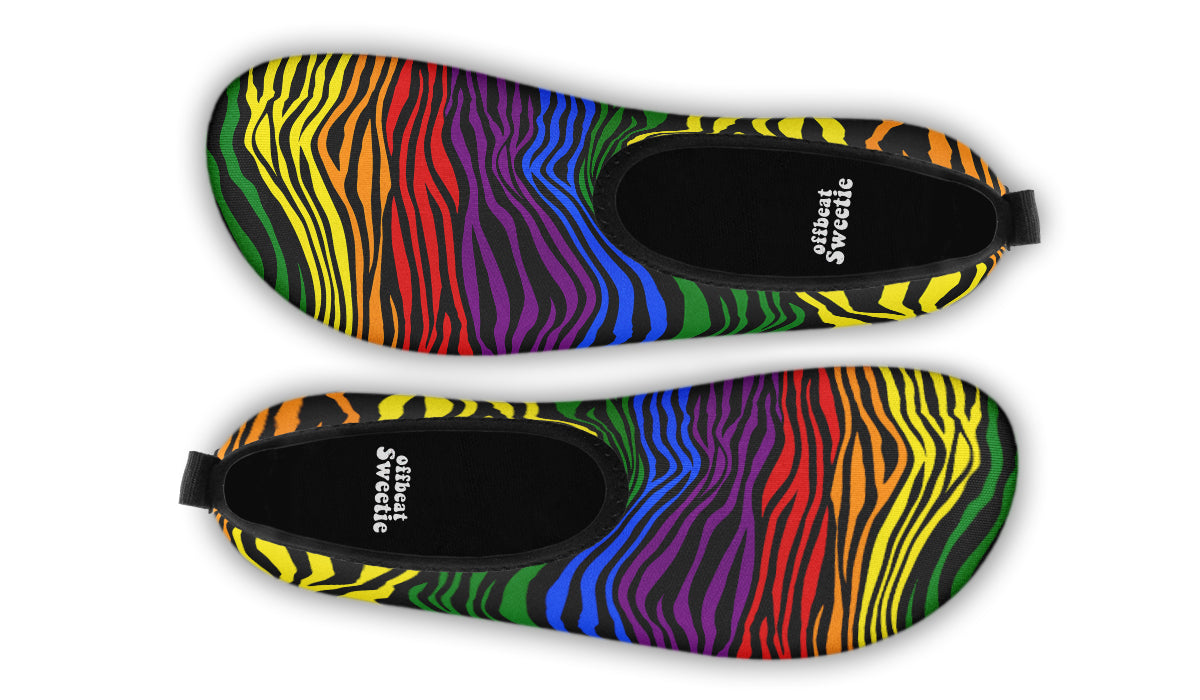 Rainbow Zebra Water Shoes - Offbeat Sweetie