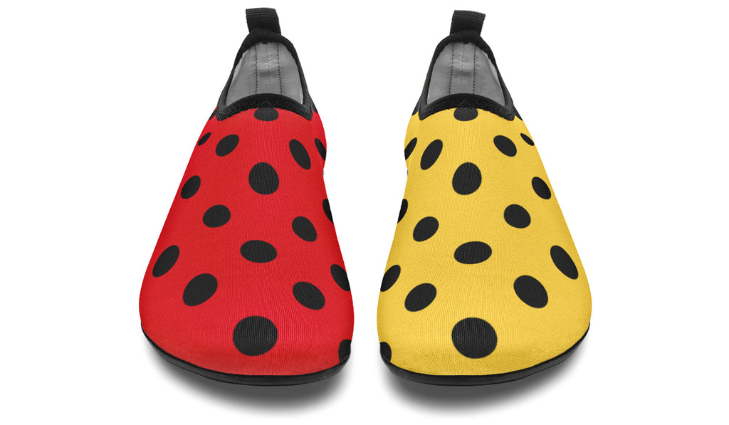 Red And Yellow Mismatched Polka Dot Water Shoes