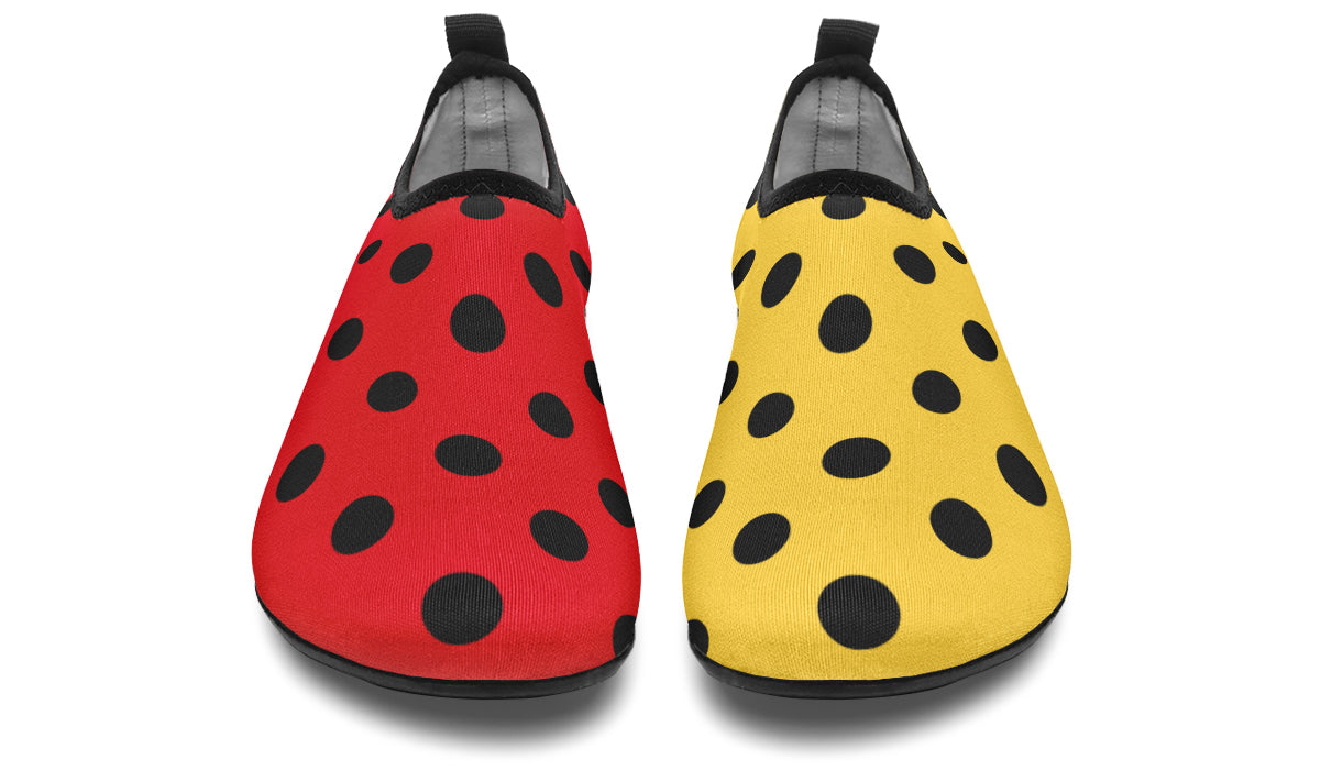 Red And Yellow Mismatched Polka Dot Water Shoes