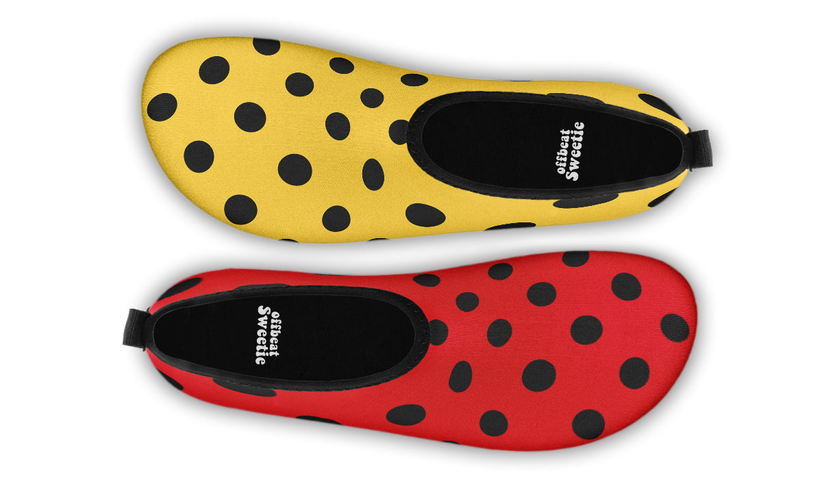 Red And Yellow Mismatched Polka Dot Water Shoes